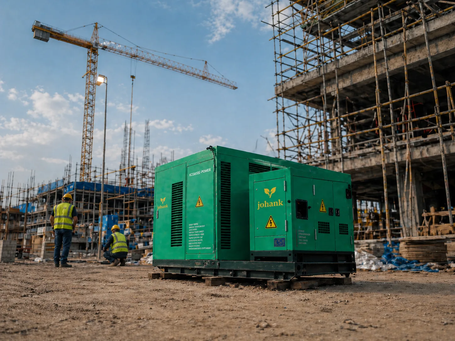 ENERGYPACK at a construction site with tower crane
